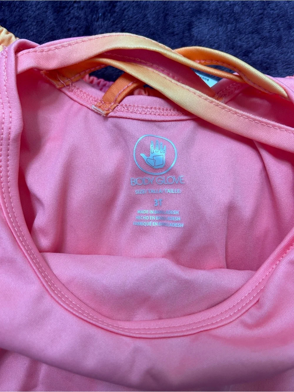 Body Glove Pink Crop Top with Pink-to-Orange Ombre Dance Shorts